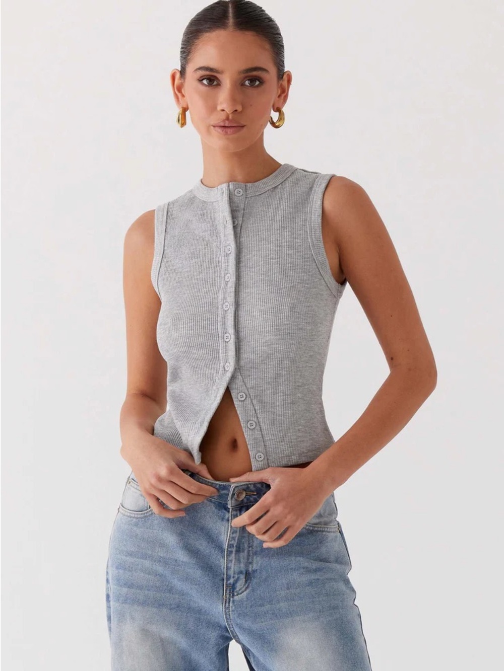 Blair Buttoned Tank Top - Picture 2 of 5